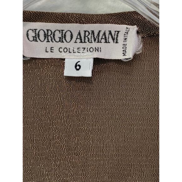 Giorgio Armani Silk Blend Gold Metallic V Neck Popover Top 6 Glamorous Elegant - Picture 2 of 8